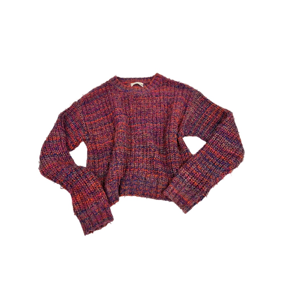 By Anthropologie Space Dye Chunky Knit Sweater Purple Orange Blue Small